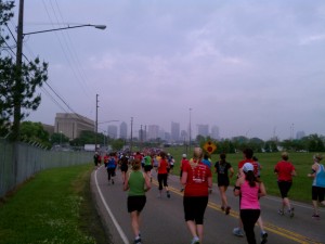 Foggy view of Columbus Skyline